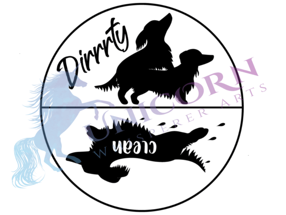 Longhair Dachshund Dishwasher Embroidery